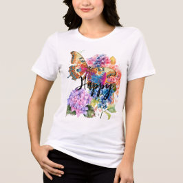 Hydrangea Butterfly Wasserfarbe individuell gesegn Tri-Blend Shirt