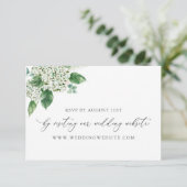 Hydrangea Calligraphy Wedding RSVP Online Card Begleitkarte (Stehend Vorderseite)