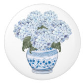 Hydrangea Chinoiserie Blue Blume Bloom Keramikknauf (Vorderseite)