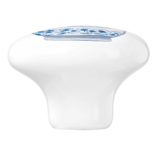 Hydrangea Chinoiserie Blue Blume Bloom Keramikknauf (Seitenansicht)