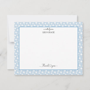 Hydrangea Chintz Blau und Weiß Flache Danksagung Mitteilungskarte