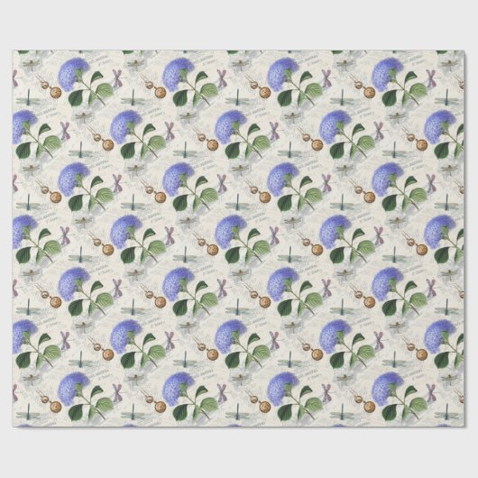 Hydrangea Collage Geschenkpapier (Flach)