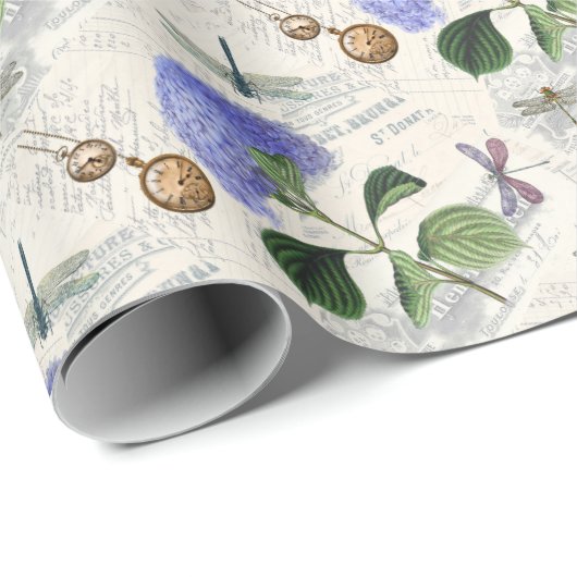 Hydrangea Collage Geschenkpapier (Rolleneckpunkt)