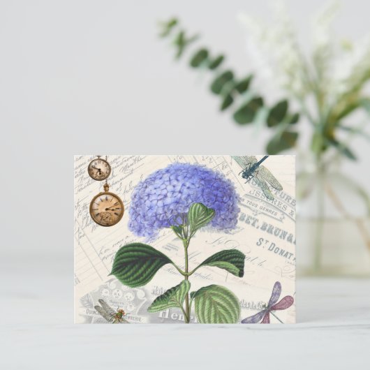 Hydrangea Collage Postkarte (Stehend Vorderseite)