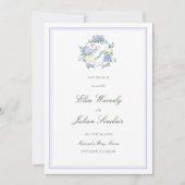 Hydrangea Crest Formale Blaue Küsten-Foto-Hochzeit Save The Date (Vorderseite)