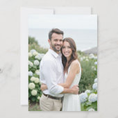 Hydrangea Crest Formale Blaue Küsten-Foto-Hochzeit Save The Date (Rückseite)