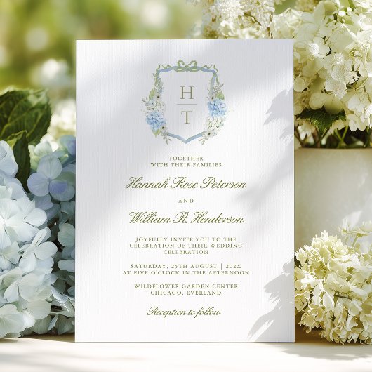 Hydrangea Crest Wedding Invitation Einladung