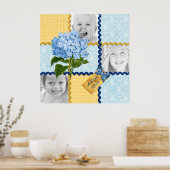 Hydrangea Custom Foto Quilton Frame Blue Yellow Poster (Küche)