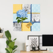 Hydrangea Custom Foto Quilton Frame Blue Yellow Poster (Heimbüro)