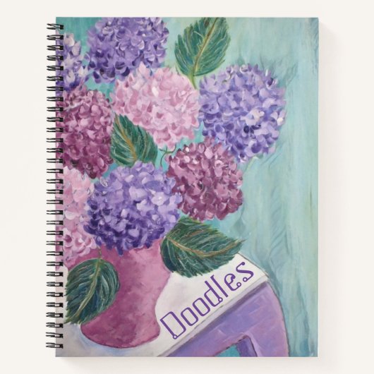 Hydrangea Doodle Sketchbook Notizblock (Vorderseite)