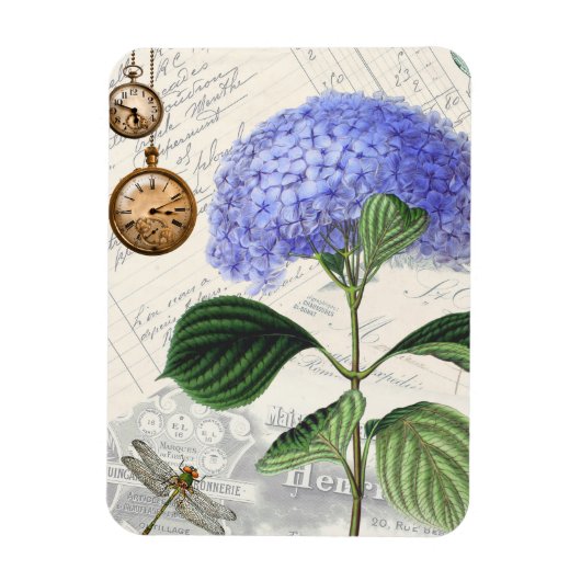 Hydrangea Dragonfly Collage Flexible Magnet (Vertikal)