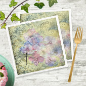 Hydrangea Dragonfly Postmark Ephemera Decoupage Serviette