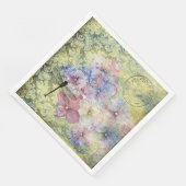 Hydrangea Dragonfly Postmark Ephemera Decoupage Serviette (Ecke)