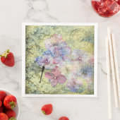 Hydrangea Dragonfly Postmark Ephemera Decoupage Serviette (Beispiel)
