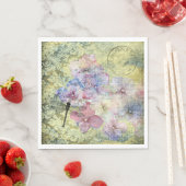 Hydrangea Dragonfly Postmark Ephemera Decoupage Serviette (Beispiel)
