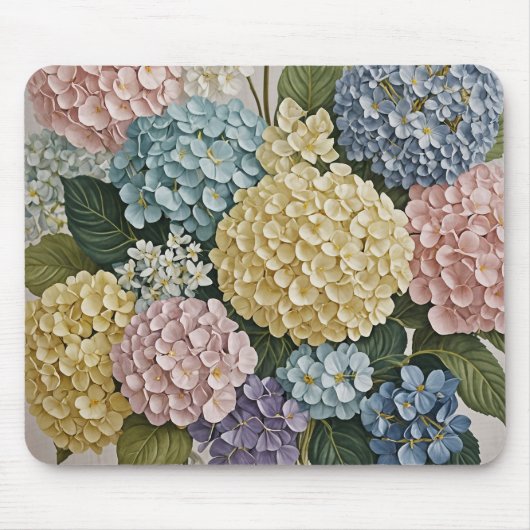 Hydrangea Dreams: Pastellblüten Mousepad (Vorne)