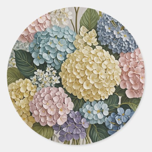 Hydrangea Dreams: Pastellblüten Runder Aufkleber (Vorderseite)