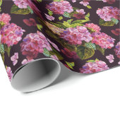 Hydrangea, dunkle, nahtlose Blumenmuster. Geschenkpapier (Rolleneckpunkt)