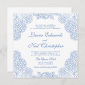 Hydrangea Dusty Blue Floral Moderne Hochzeit Einladung (Vorne/Hinten)