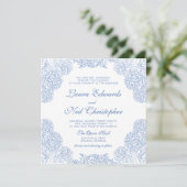 Hydrangea Dusty Blue Floral Moderne Hochzeit Einladung (Stehend Vorderseite)
