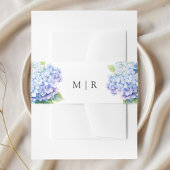 Hydrangea Dusty Blue Floral Wedding Einladungsbanderole