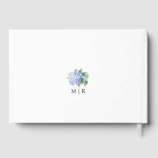 Hydrangea Dusty Blue Floral Wedding Gästebuch (Rückseite)