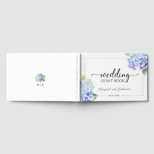 Hydrangea Dusty Blue Floral Wedding Gästebuch (Voll)