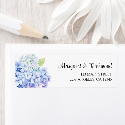 Hydrangea Dusty Blue Floral Wedding Rücksendeadres (Insitu)
