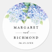 Hydrangea Dusty Blue Floral Wedding Runder Aufkleber (Vorderseite)