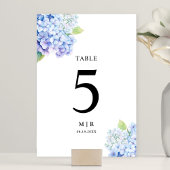 Hydrangea Dusty Blue Floral Wedding Table Tischnummer