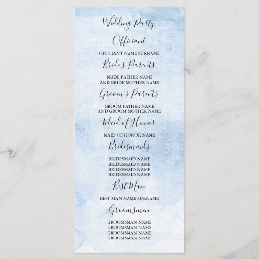 Hydrangea Dusty Blue Garden Hochzeitsprogramme Programm (Rückseite)