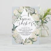 Hydrangea Dusty Blue Rhonbus Virtual Brautparty Einladung (Stehend Vorderseite)