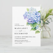 Hydrangea Dusty Blue Watercolor Floral Wedding Einladung (Stehend Vorderseite)