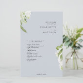 Hydrangea Dusty Blue Wedding Program (Stehend Vorderseite)