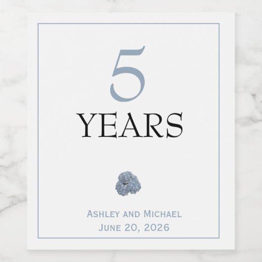 Hydrangea Dusty Blue Weinetikett (Einzelnes Label)