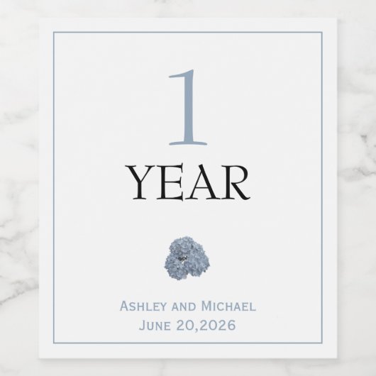 Hydrangea Dusty Blue Weinetikett (Einzelnes Label)