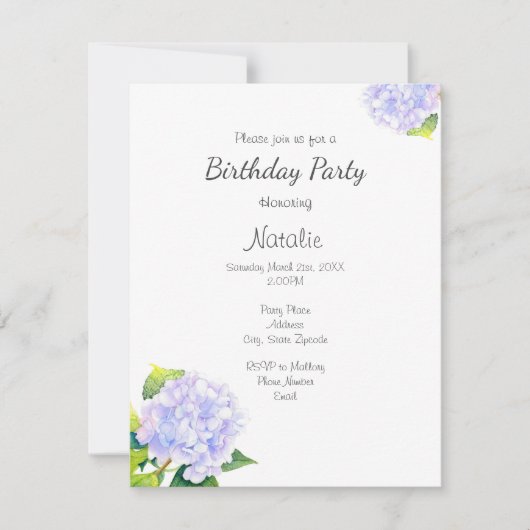 Hydrangea Einladung (Vorderseite)