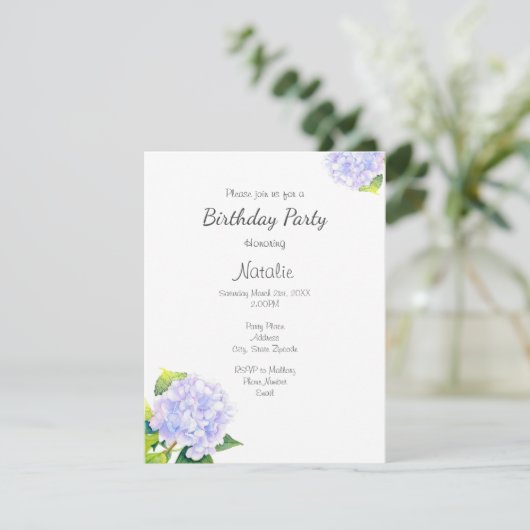 Hydrangea Einladung (Stehend Vorderseite)