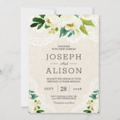 Hydrangea Elegant Klasse Bläserrasen Burlap Einladung (Vorderseite)