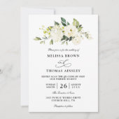 Hydrangea Elegant Rose Budget QR Code Wedding Einladung (Vorderseite)
