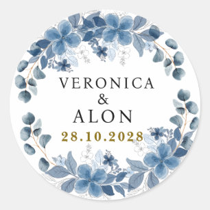 Hydrangea Elegant Weiße Rose Florale Hochzeit  Runder Aufkleber