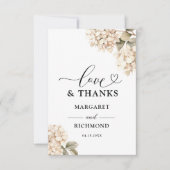 Hydrangea Elegant White Floral Wedding Vielen Dank Dankeskarte (Vorderseite)
