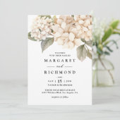 Hydrangea Elegante Hochzeit von weißer Blüte Einladung (Stehend Vorderseite)