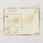 Hydrangea Elegante White Gold Floral Wedding RSVP Postkarte (Rückseite)