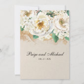 Hydrangea Elegante White Gold Rose Floral Einladung (Rückseite)