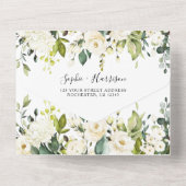 Hydrangea Elegante White Gold Rose Floral Wedding  All In One Einladung (Rückseite)