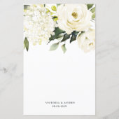 Hydrangea Elegante White Gold Wedding Menu Cards (Rückseite)