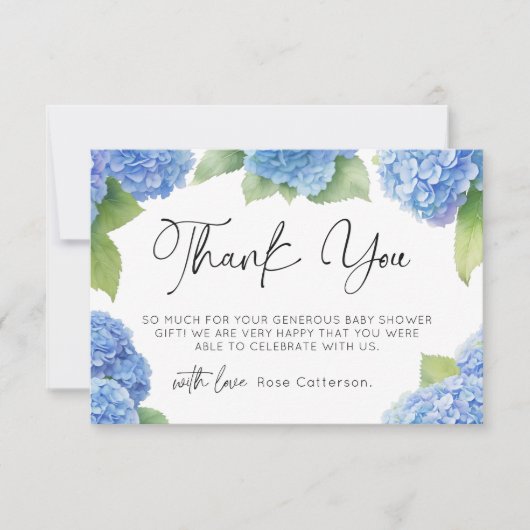 Hydrangea Es ist eine Baby-Dusche. Danke (Vorderseite)