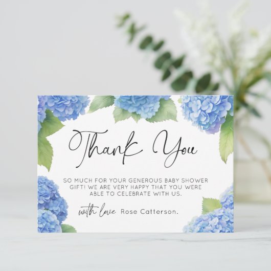 Hydrangea Es ist eine Baby-Dusche. Danke (Stehend Vorderseite)