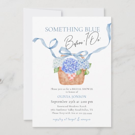 Hydrangea etwas Blau, bevor ich Brautparty Einladung (Vorderseite)